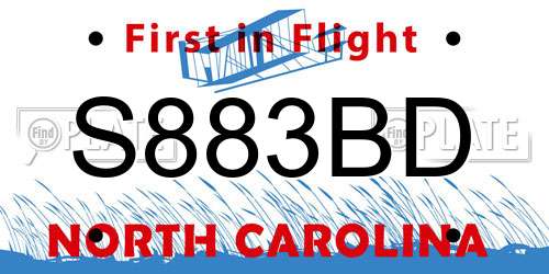 S883BD North Carolina License Plate