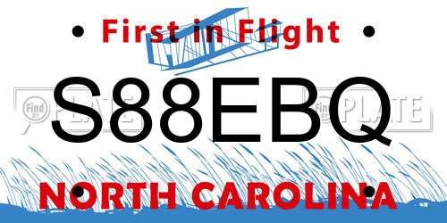 S88EBQ North Carolina License Plate