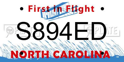 S894ED North Carolina License Plate