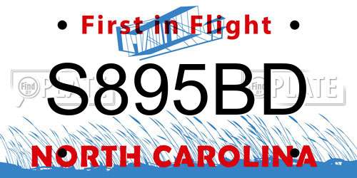 S895BD North Carolina License Plate