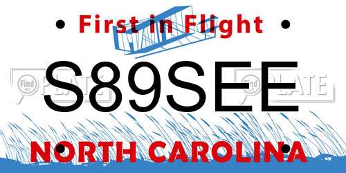 S89SEE North Carolina License Plate