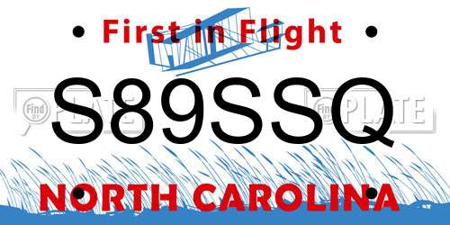 S89SSQ North Carolina License Plate