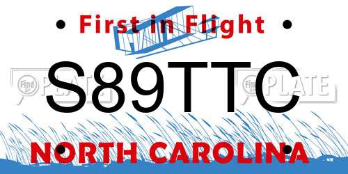 S89TTC North Carolina License Plate