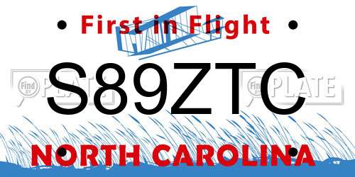 S89ZTC North Carolina License Plate