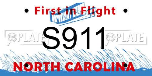 S911 North Carolina License Plate