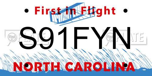 S91FYN North Carolina License Plate