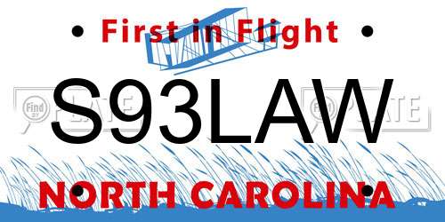 S93LAW North Carolina License Plate