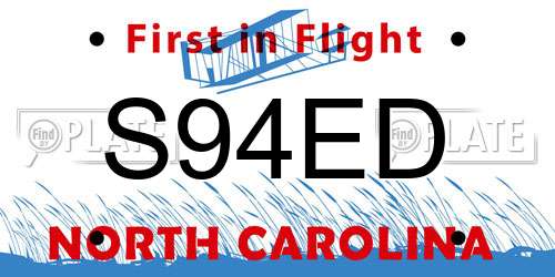 S94ED North Carolina License Plate