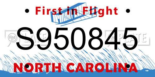 S950845 North Carolina License Plate