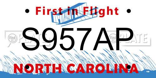 S957AP North Carolina License Plate