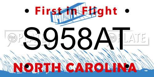 S958AT North Carolina License Plate