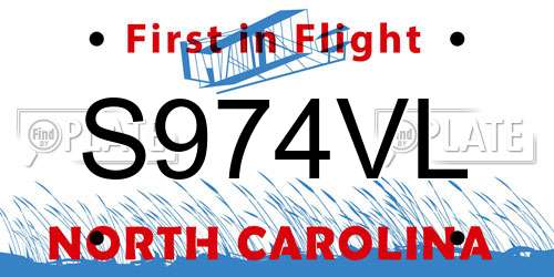 S974VL North Carolina License Plate