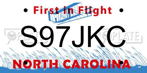 S97JKC North Carolina License Plate
