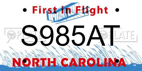 S985AT North Carolina License Plate