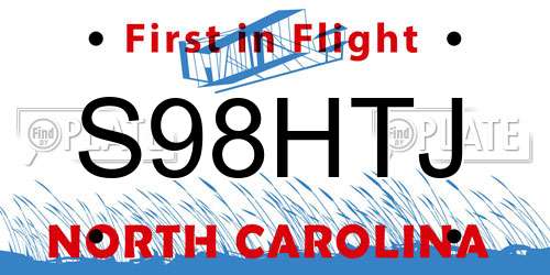 S98HTJ North Carolina License Plate