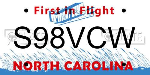 S98VCW North Carolina License Plate