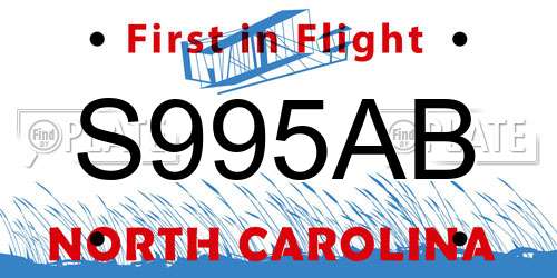 S995AB North Carolina License Plate
