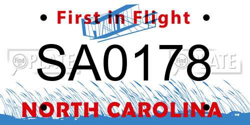 SA0178 North Carolina License Plate