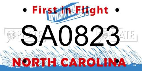 SA0823 North Carolina License Plate