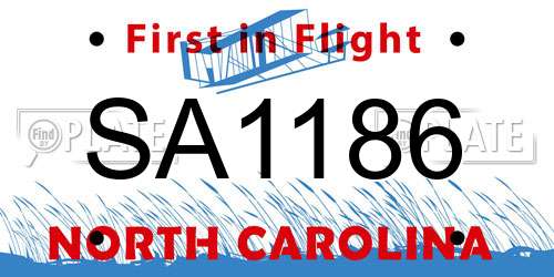 SA1186 North Carolina License Plate