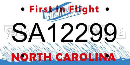 SA12299 North Carolina License Plate