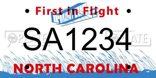 SA1234 North Carolina License Plate