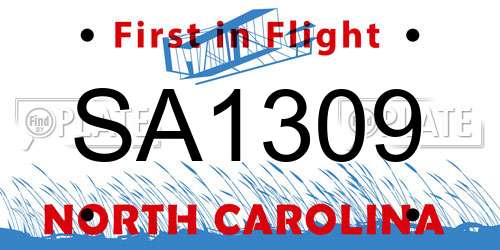 SA1309 North Carolina License Plate
