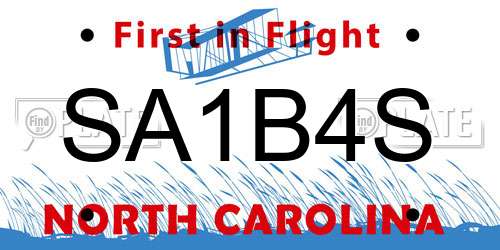 SA1B4S North Carolina License Plate