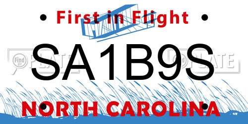 SA1B9S North Carolina License Plate