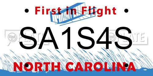 SA1S4S North Carolina License Plate