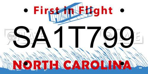 SA1T799 North Carolina License Plate