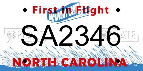 SA2346 North Carolina License Plate