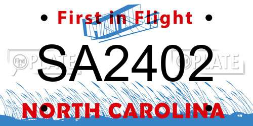 SA2402 North Carolina License Plate