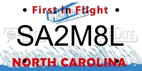 SA2M8L North Carolina License Plate