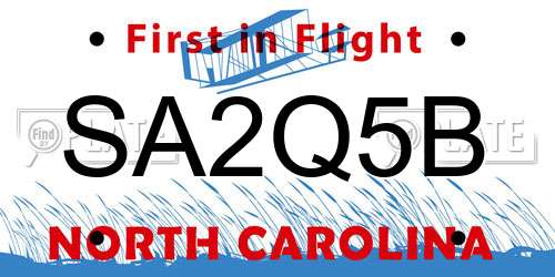 SA2Q5B North Carolina License Plate
