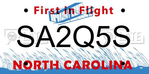 SA2Q5S North Carolina License Plate