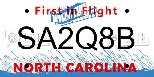 SA2Q8B North Carolina License Plate