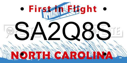 SA2Q8S North Carolina License Plate