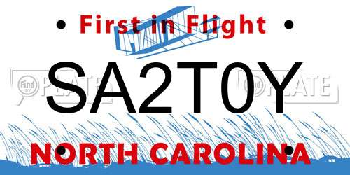 SA2T0Y North Carolina License Plate