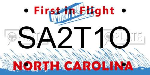SA2T1O North Carolina License Plate