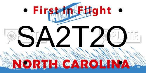 SA2T2O North Carolina License Plate