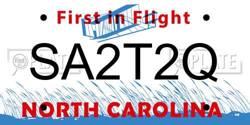 SA2T2Q North Carolina License Plate