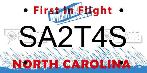 SA2T4S North Carolina License Plate