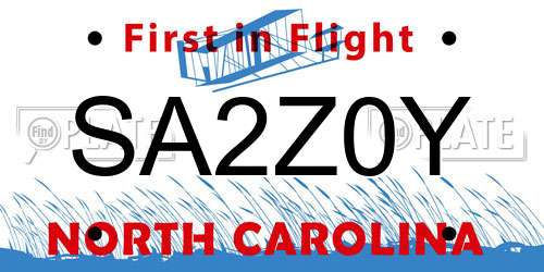 SA2Z0Y North Carolina License Plate