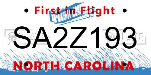 SA2Z193 North Carolina License Plate
