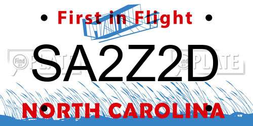 SA2Z2D North Carolina License Plate