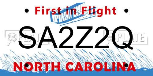 SA2Z2Q North Carolina License Plate