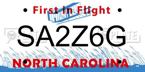 SA2Z6G North Carolina License Plate