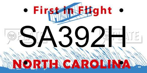 SA392H North Carolina License Plate