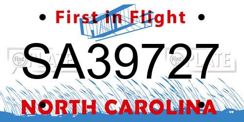 SA39727 North Carolina License Plate